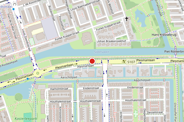 Brandweer-melding op Plesmanlaan, Amsterdam op 16 juni, kaart-overzicht