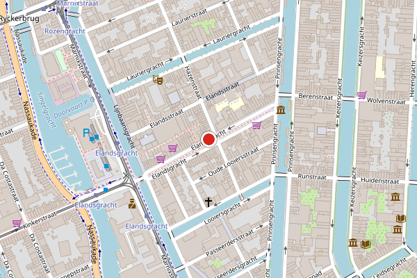 Brandweer-melding op Elandsgracht, Amsterdam op 16 juni, kaart-overzicht