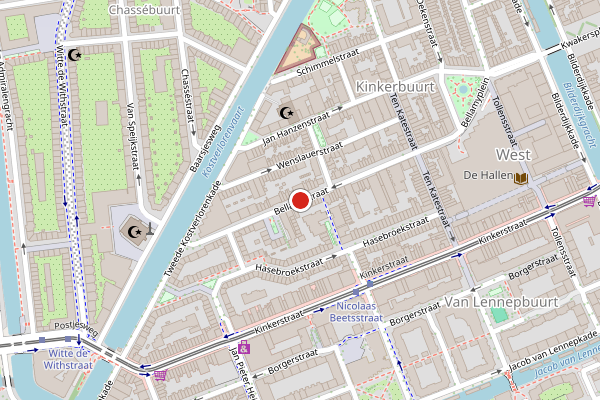 Brandweer-melding op Bellamystraat, Amsterdam op 16 juni, kaart-overzicht