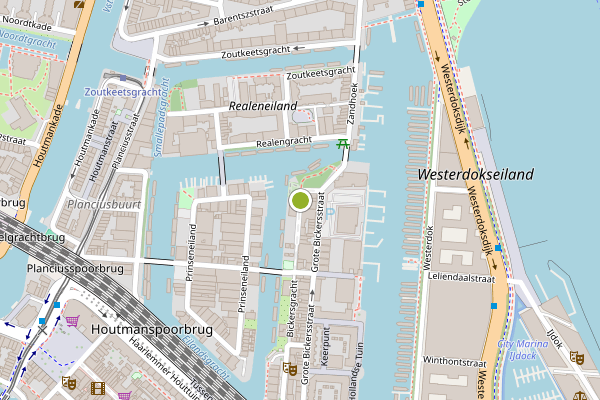 Ambulance-melding op Bickersgracht, Amsterdam op 16 juni, kaart-overzicht