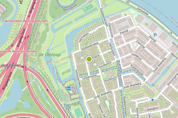 Ambulance-melding op Gravenland, Diemen op 17 juni, kaart-overzicht