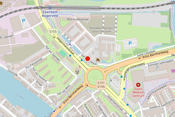 Brandweer-melding op Karel Lotsylaan, Zaandam op 17 juni, kaart-overzicht
