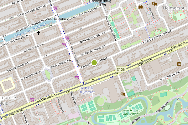 Ambulance-melding op Tweede Helmersstraat, Amsterdam op 4 mei, kaart-overzicht