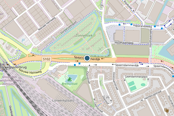 Politie-melding op Spaarndammerdijk, Amsterdam op 4 mei, kaart-overzicht
