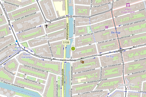 Ambulance-melding op Ruysdaelkade, Amsterdam op 4 mei, kaart-overzicht