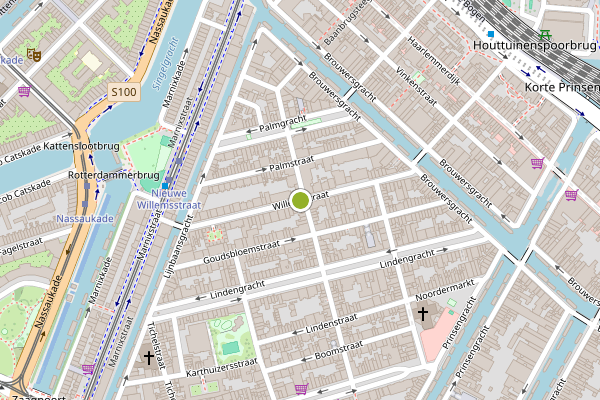 Ambulance-melding op Willemsstraat, Amsterdam op 4 mei, kaart-overzicht