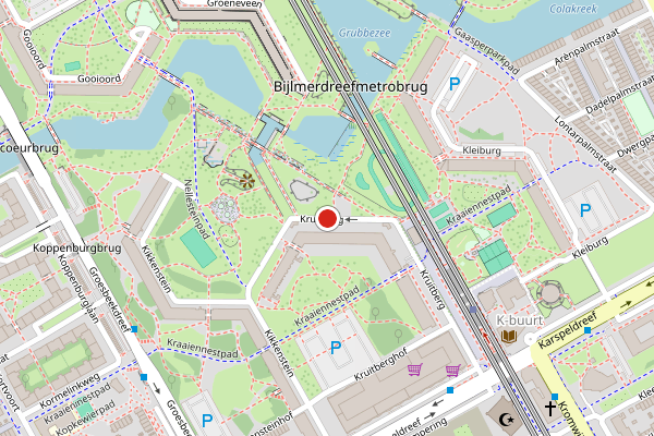 Brandweer-melding op Kruitberg, Amsterdam op 18 juni, kaart-overzicht