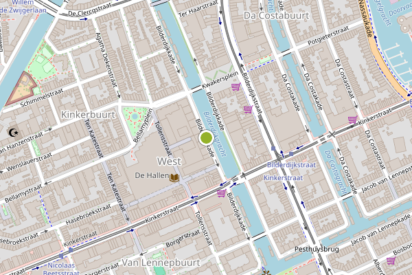 Ambulance-melding op Bilderdijkkade, Amsterdam op 18 juni, kaart-overzicht