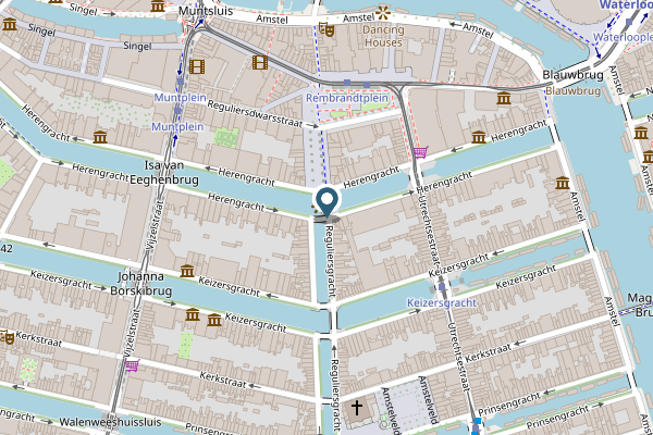 Politie-melding op Herengracht, Amsterdam op 4 mei, kaart-overzicht