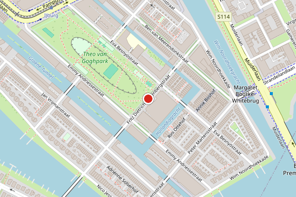 Brandweer-melding op Fritz Dietrich Kahlenbergstraat, Amsterdam op 4 mei, kaart-overzicht