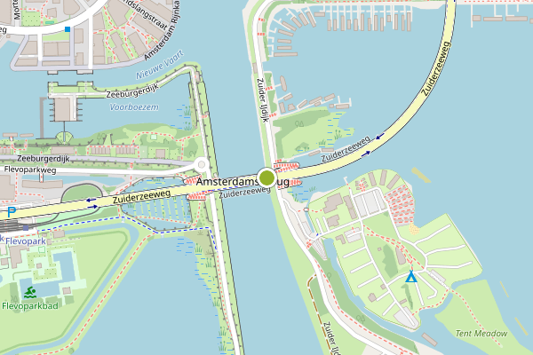 Ambulance-melding op Zuiderzeeweg, Amsterdam op 4 mei, kaart-overzicht