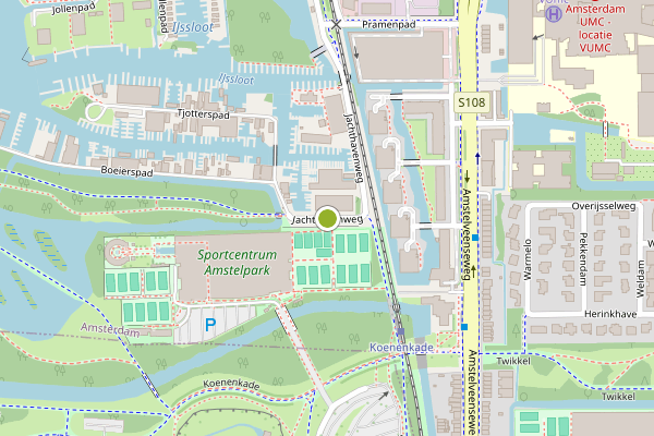 Ambulance-melding op Jachthavenweg, Amsterdam op 4 mei, kaart-overzicht