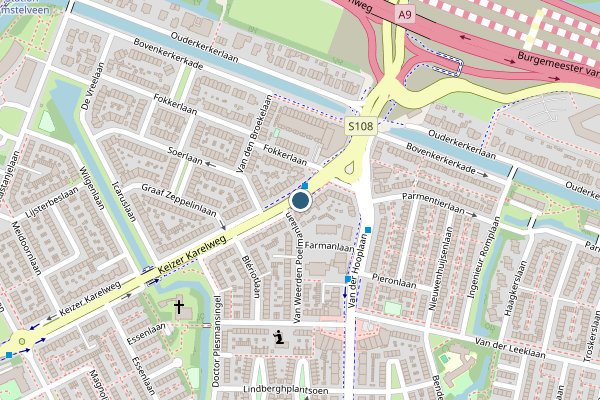 Politie-melding op Keizer Karelweg, Amstelveen op 19 juni, kaart-overzicht