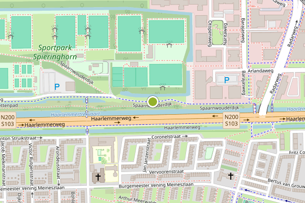 Ambulance-melding op Spaarnwouderdijk, Amsterdam op 19 juni, kaart-overzicht