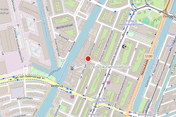 Brandweer-melding op Gillis van Ledenberchstraat, Amsterdam op 19 juni, kaart-overzicht