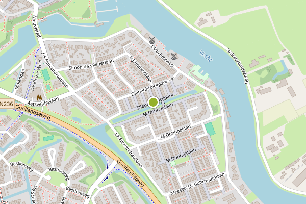 Ambulance-melding op Diepenbroickpark, Weesp op 20 juni, kaart-overzicht