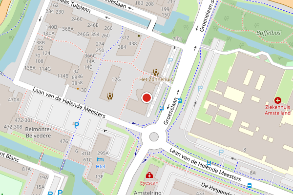 Brandweer-melding op Groenelaan, Amstelveen op 20 juni, kaart-overzicht