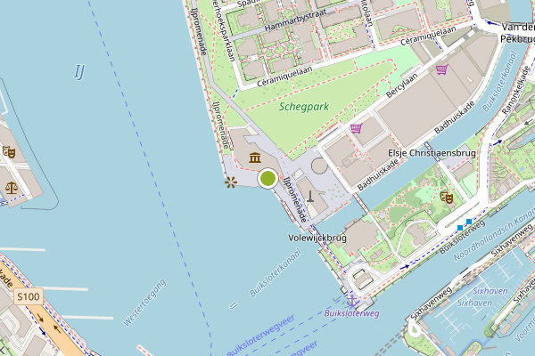 Ambulance-melding op IJpromenade, Amsterdam op 20 juni, kaart-overzicht