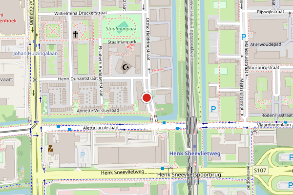 Brandweer-melding op Ottho Heldringstraat, Amsterdam op 20 juni, kaart-overzicht