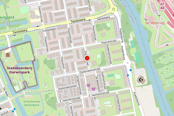 Brandweer-melding op Thijssestraat, Zaandam op 19 juni, kaart-overzicht