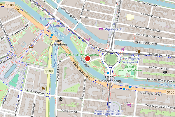Brandweer-melding op Eerste Weteringplantsoen, Amsterdam op 20 juni, kaart-overzicht