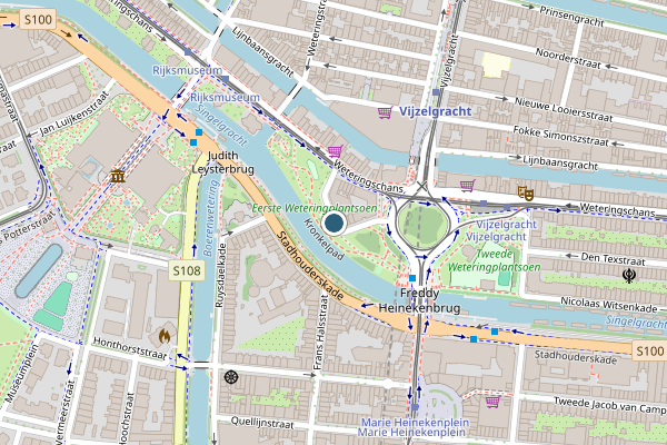Politie-melding op Eerste Weteringplantsoen, Amsterdam op 20 juni, kaart-overzicht