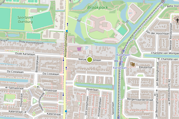 Ambulance-melding op Nieuwe Karselaan, Amstelveen op 21 juni, kaart-overzicht