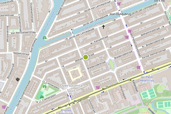 Ambulance-melding op Wilhelminastraat, Amsterdam op 21 juni, kaart-overzicht