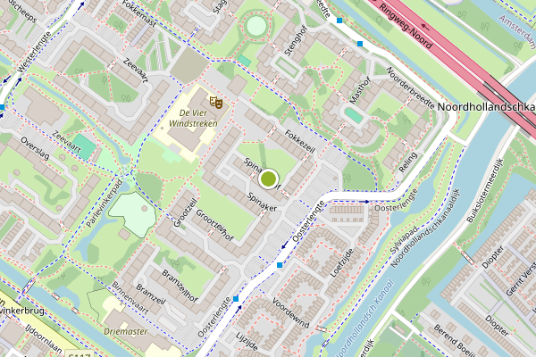 Ambulance-melding op Spinakerhof, Amsterdam op 5 mei, kaart-overzicht