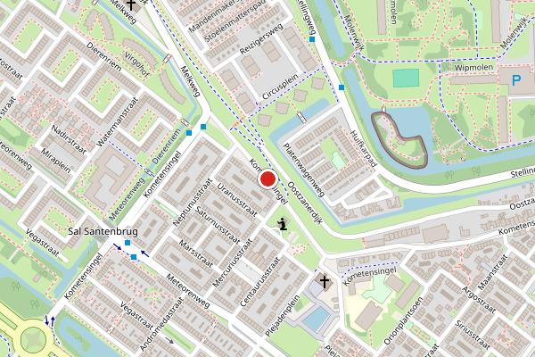 Brandweer-melding op Kometensingel, Amsterdam op 5 mei, kaart-overzicht
