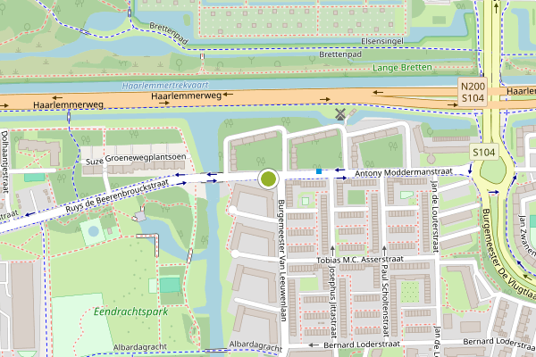Ambulance-melding op Antony Moddermanstraat, Amsterdam op 21 juni, kaart-overzicht