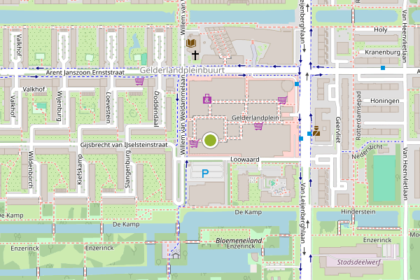 Ambulance-melding op Gelderlandplein, Amsterdam op 21 juni, kaart-overzicht