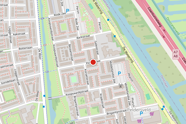 Brandweer-melding op Pinasstraat, Zaandam op 21 juni, kaart-overzicht