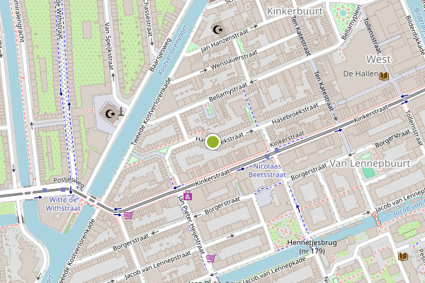 Ambulance-melding op Hasebroekstraat, Amsterdam op 5 mei, kaart-overzicht