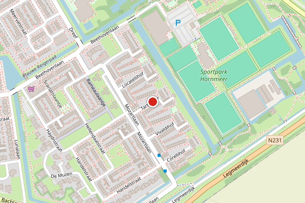 Brandweer-melding op Tartinihof, Aalsmeer op 4 mei, kaart-overzicht