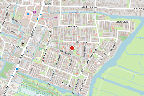 Brandweer-melding op Rhijnestein, Landsmeer op 21 juni, kaart-overzicht