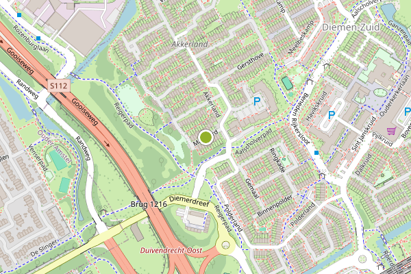 Ambulance-melding op Maisoord, Diemen op 5 mei, kaart-overzicht