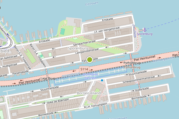 Ambulance-melding op Panamakade, Amsterdam op 21 juni, kaart-overzicht