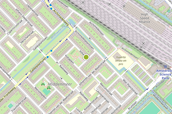 Ambulance-melding op Voltaplein, Amsterdam op 21 juni, kaart-overzicht
