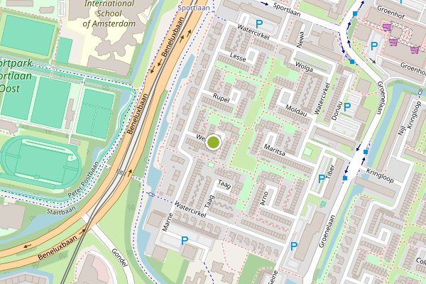 Ambulance-melding op Wezer, Amstelveen op 21 juni, kaart-overzicht