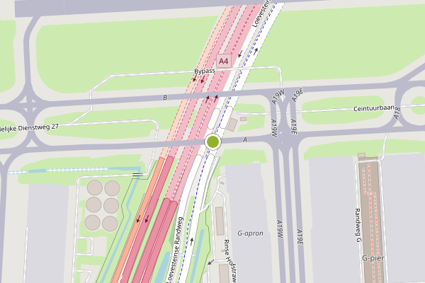 Ambulance-melding op Loevesteinse Randweg, Schiphol op 5 mei, kaart-overzicht