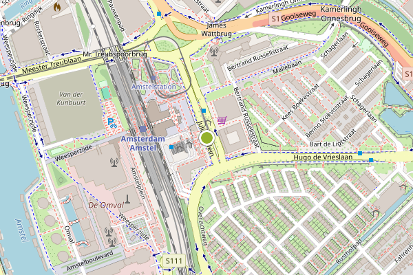 Ambulance-melding op Julianaplein, Amsterdam op 22 juni, kaart-overzicht