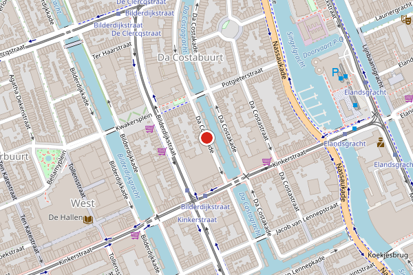 Brandweer-melding op Da Costakade, Amsterdam op 23 juni, kaart-overzicht