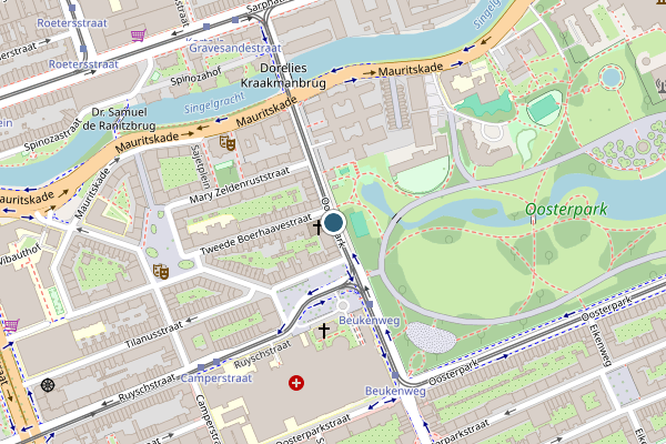 Politie-melding op Oosterpark, Amsterdam op 23 juni, kaart-overzicht