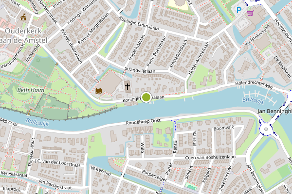 Ambulance-melding op Koningin Julianalaan, Ouderkerk aan de Amstel op 6 mei, kaart-overzicht