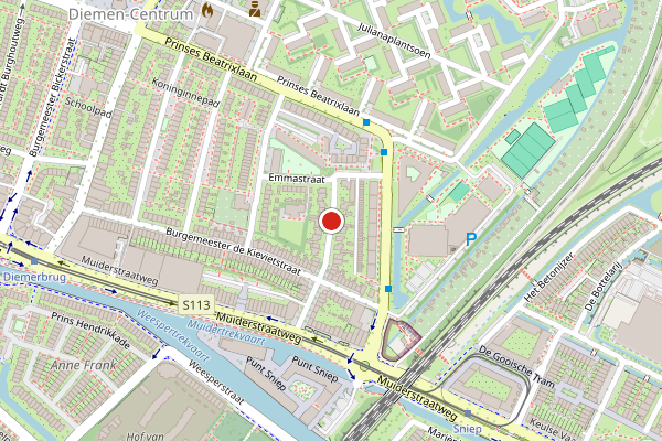 Brandweer-melding op Nicolaas Lublinkstraat, Diemen op 23 juni, kaart-overzicht