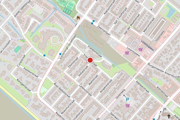 Brandweer-melding op Franklinstraat, Badhoevedorp op 23 juni, kaart-overzicht