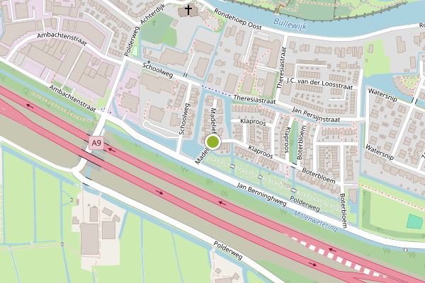 Ambulance-melding op Madelief, Ouderkerk aan de Amstel op 23 juni, kaart-overzicht
