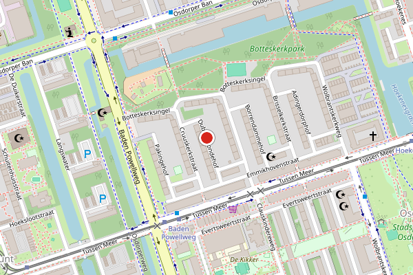 Brandweer-melding op Dubbelmondehof, Amsterdam op 23 juni, kaart-overzicht