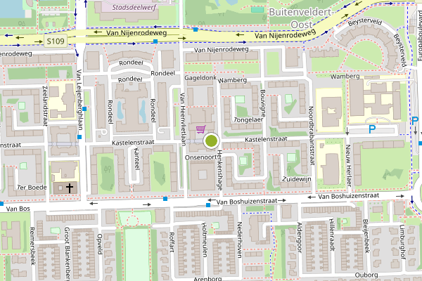 Ambulance-melding op Kastelenstraat, Amsterdam op 23 juni, kaart-overzicht